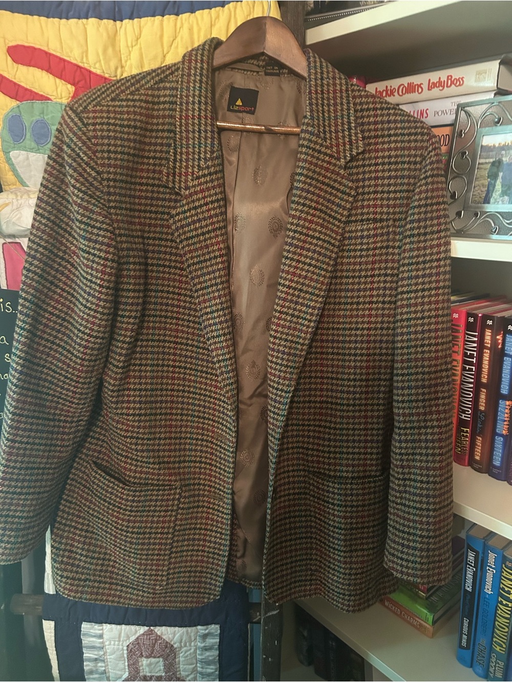 Lizsport Women's Plaid Blazer in Brown Multi